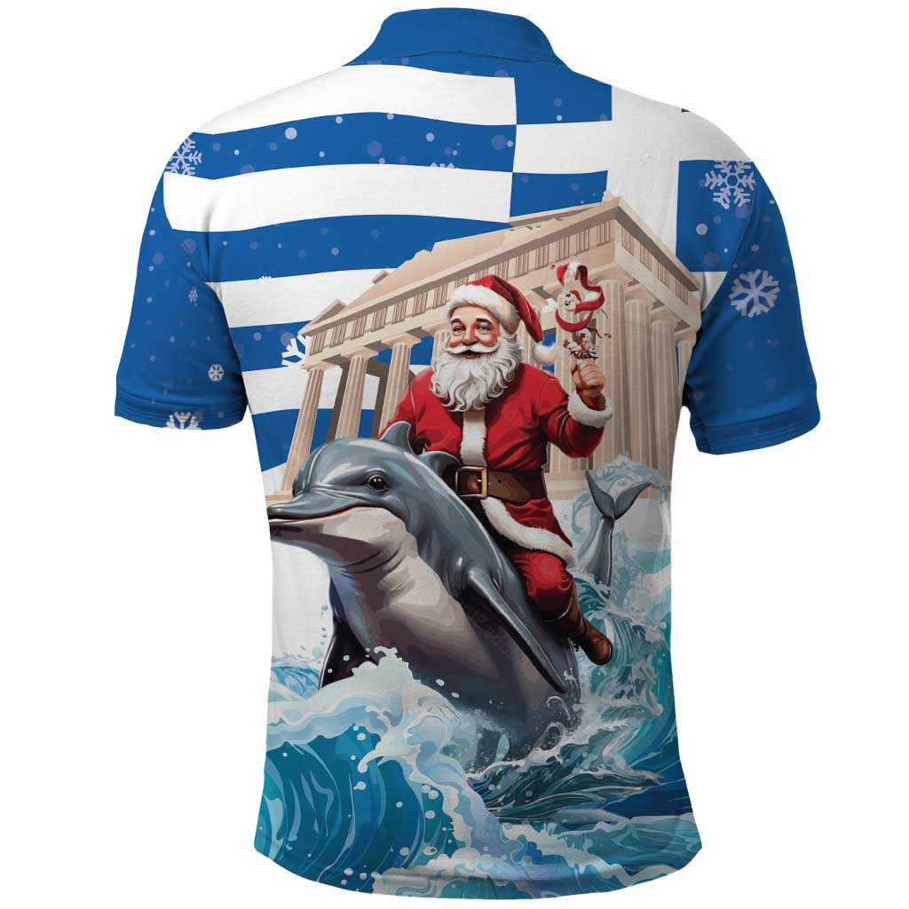 Greece Christmas Polo Shirt Santa Claus Riding Dolphin - Wonder Print Shop
