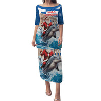 Greece Christmas Puletasi Santa Claus Riding Dolphin - Wonder Print Shop