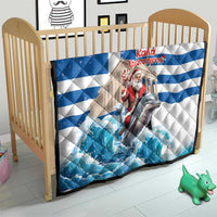 Greece Christmas Quilt Santa Claus Riding Dolphin - Wonder Print Shop