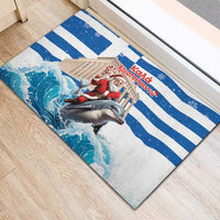 Greece Christmas Rubber Doormat Santa Claus Riding Dolphin - Wonder Print Shop
