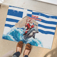 Greece Christmas Rubber Doormat Santa Claus Riding Dolphin - Wonder Print Shop