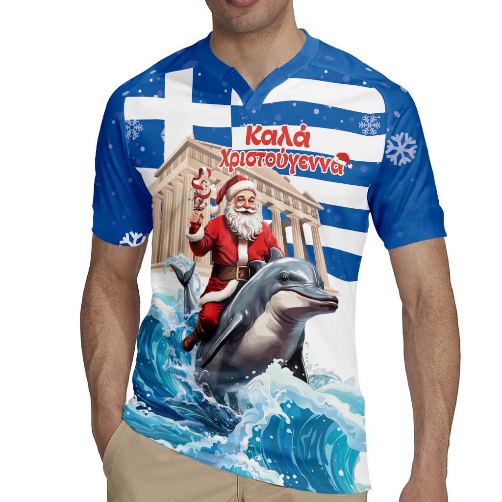Greece Christmas Rugby Jersey Santa Claus Riding Dolphin - Wonder Print Shop
