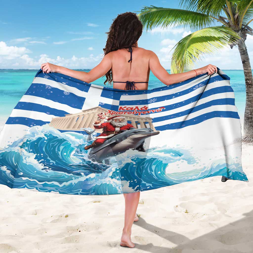 Greece Christmas Sarong Santa Claus Riding Dolphin - Wonder Print Shop