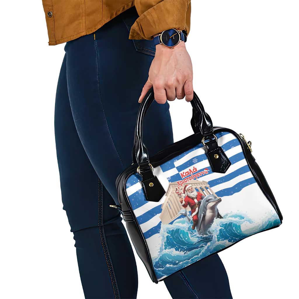 Greece Christmas Shoulder Handbag Santa Claus Riding Dolphin - Wonder Print Shop