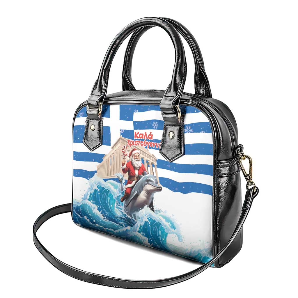 Greece Christmas Shoulder Handbag Santa Claus Riding Dolphin - Wonder Print Shop