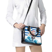 Greece Christmas Shoulder Handbag Santa Claus Riding Dolphin - Wonder Print Shop