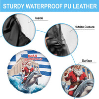 Greece Christmas Spare Tire Cover Santa Claus Riding Dolphin - Wonder Print Shop
