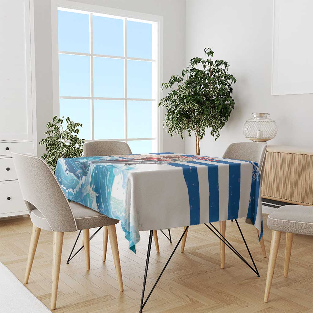 Greece Christmas Tablecloth Santa Claus Riding Dolphin - Wonder Print Shop