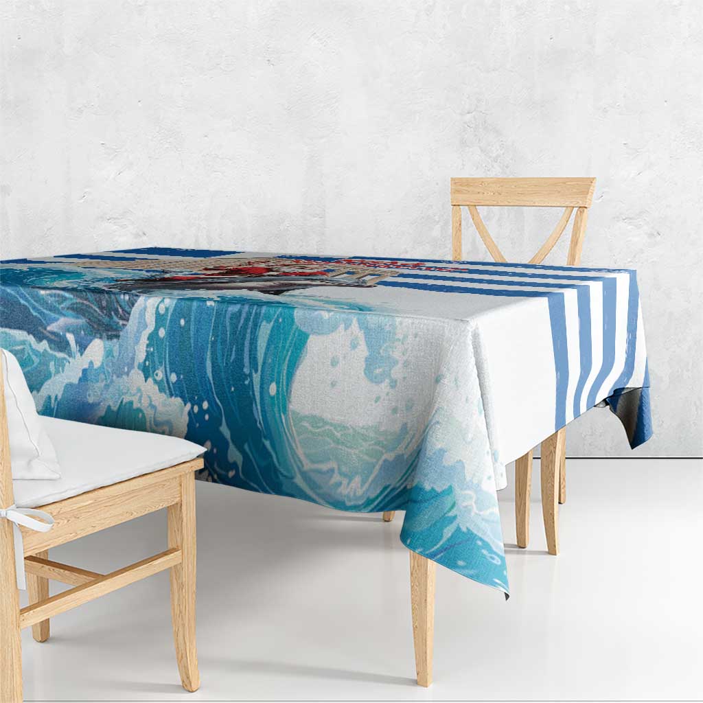 Greece Christmas Tablecloth Santa Claus Riding Dolphin - Wonder Print Shop