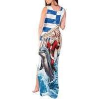 Greece Christmas Tank Maxi Dress Santa Claus Riding Dolphin - Wonder Print Shop
