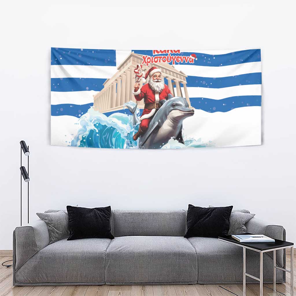 Greece Christmas Tapestry Santa Claus Riding Dolphin - Wonder Print Shop