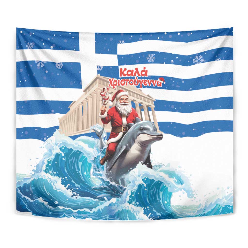 Greece Christmas Tapestry Santa Claus Riding Dolphin - Wonder Print Shop