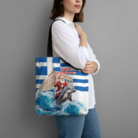 Greece Christmas Tote Bag Santa Claus Riding Dolphin - Wonder Print Shop