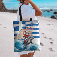 Greece Christmas Tote Bag Santa Claus Riding Dolphin - Wonder Print Shop