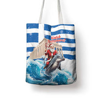 Greece Christmas Tote Bag Santa Claus Riding Dolphin - Wonder Print Shop