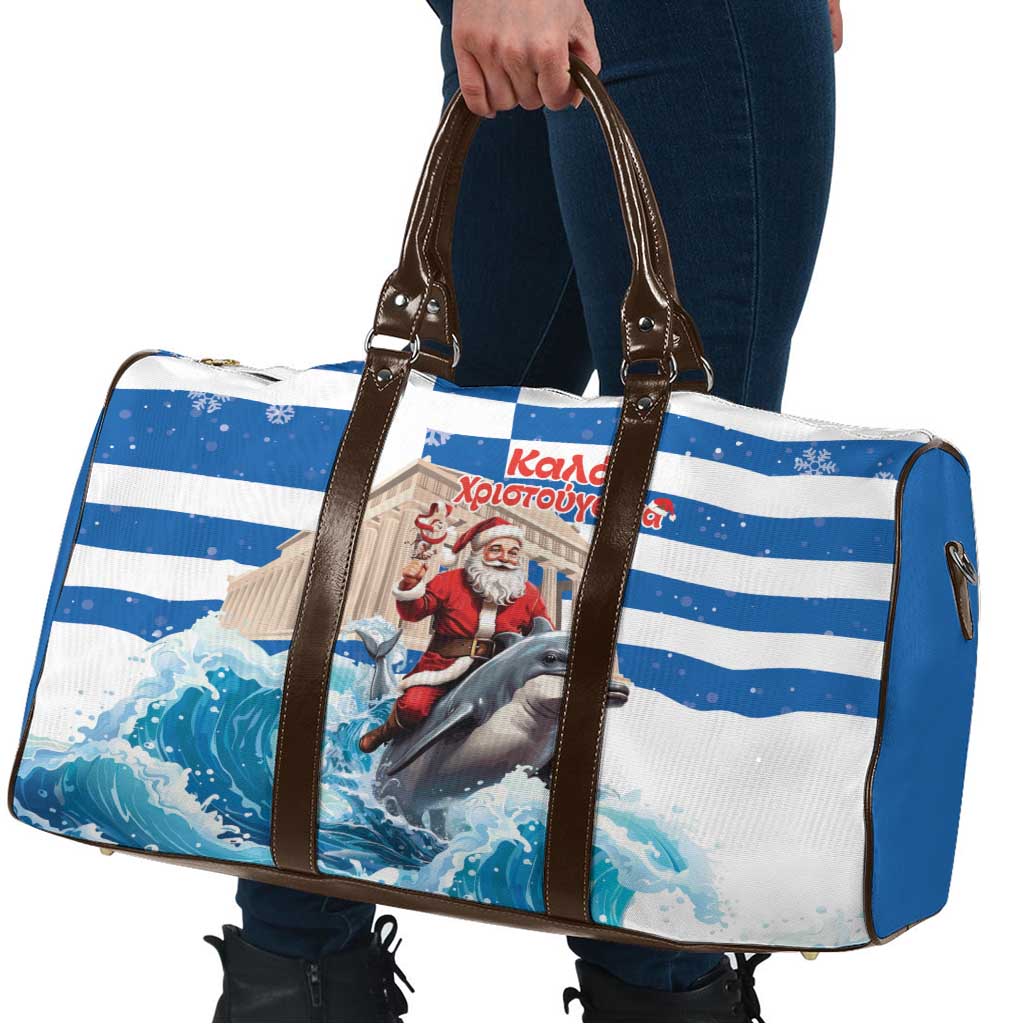Greece Christmas Travel Bag Santa Claus Riding Dolphin - Wonder Print Shop