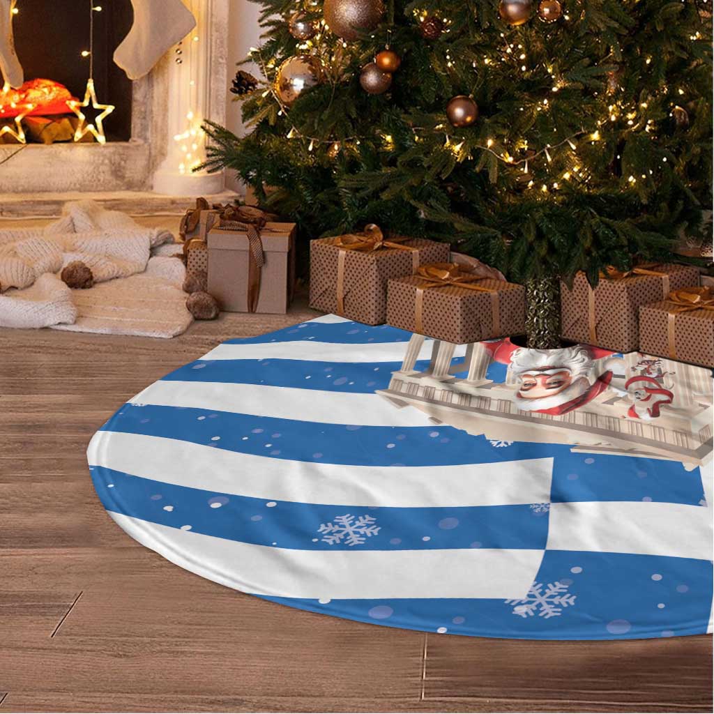 Greece Christmas Tree Skirt Santa Claus Riding Dolphin - Wonder Print Shop