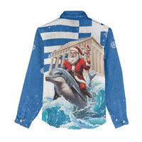 Greece Christmas Women Casual Shirt Santa Claus Riding Dolphin - Wonder Print Shop