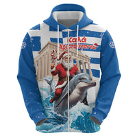 Greece Christmas Zip Hoodie Santa Claus Riding Dolphin - Wonder Print Shop