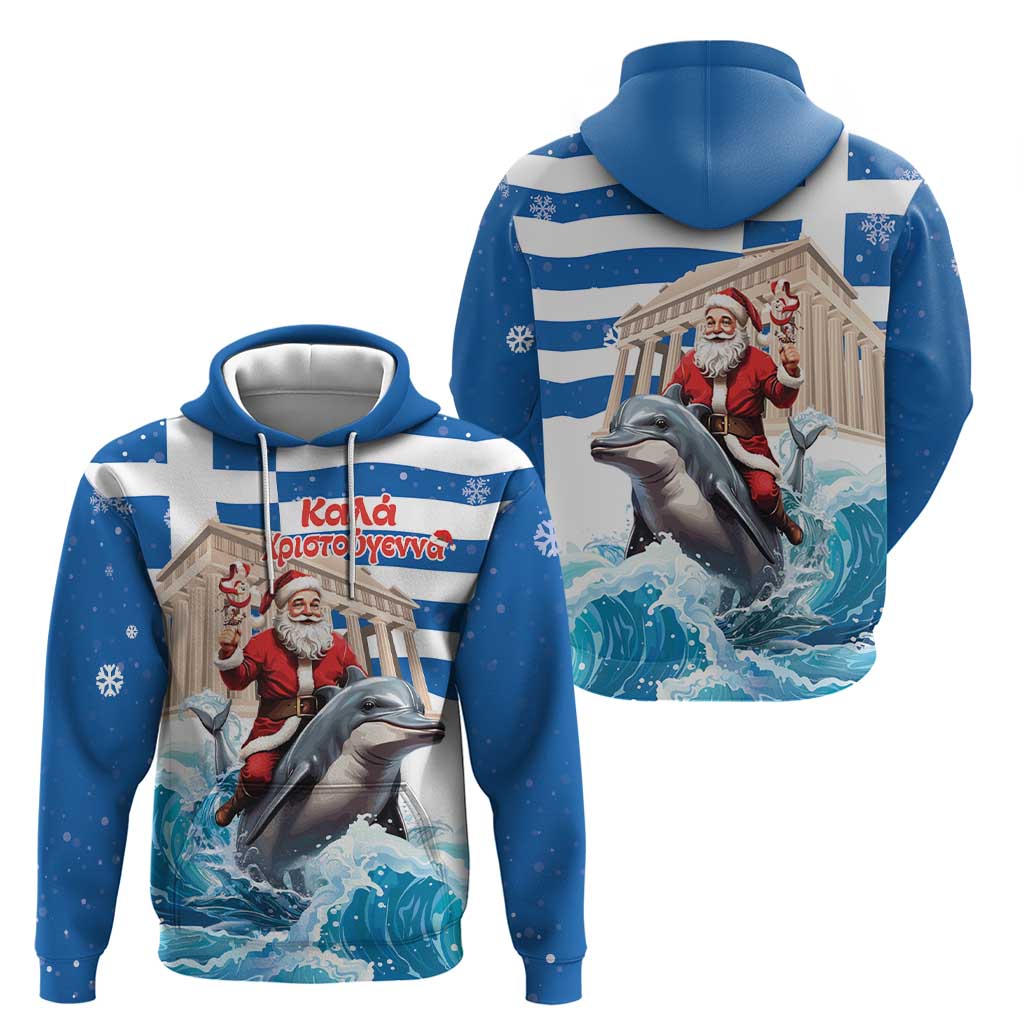 Greece Christmas Zip Hoodie Santa Claus Riding Dolphin - Wonder Print Shop