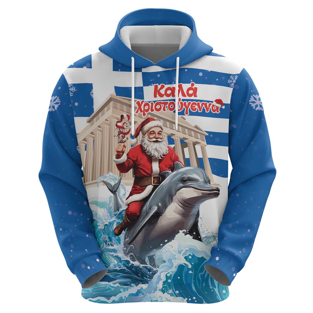 Greece Christmas Zip Hoodie Santa Claus Riding Dolphin - Wonder Print Shop