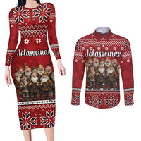 Yule Lads Iceland Couples Matching Long Sleeve Bodycon Dress and Long Sleeve Button Shirt Icelandic Christmas folklore - Wonder Print Shop