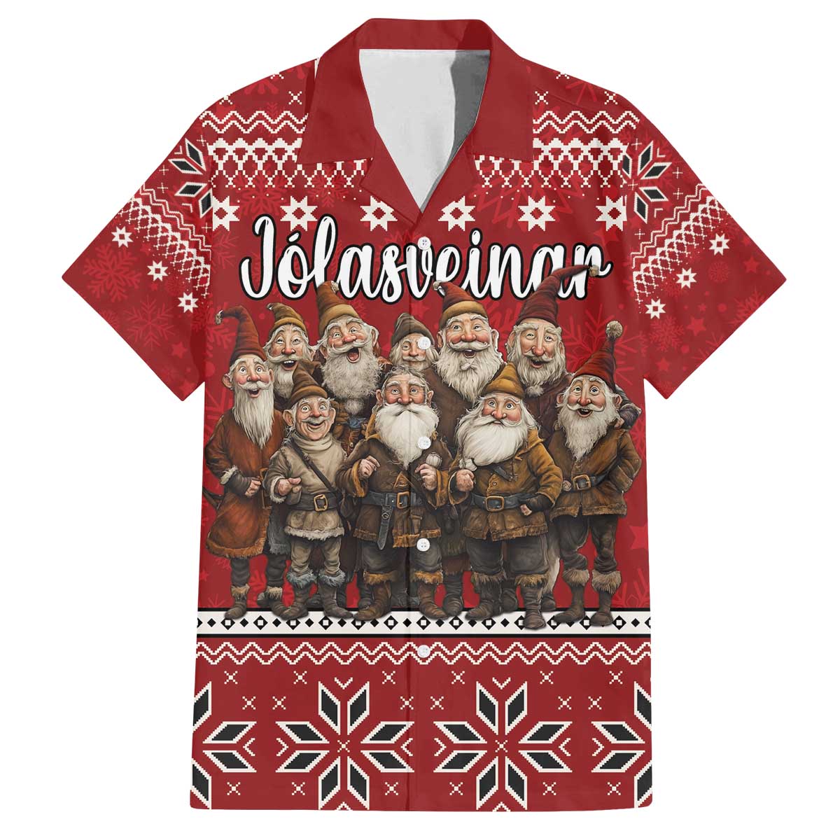 Yule Lads Iceland Family Matching Off The Shoulder Long Sleeve Dress and Hawaiian Shirt Icelandic Christmas folklore - Wonder Print Shop