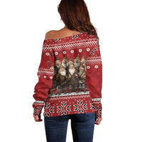 Yule Lads Iceland Off Shoulder Sweater Icelandic Christmas folklore - Wonder Print Shop