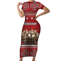 Yule Lads Iceland Short Sleeve Bodycon Dress Icelandic Christmas folklore - Wonder Print Shop