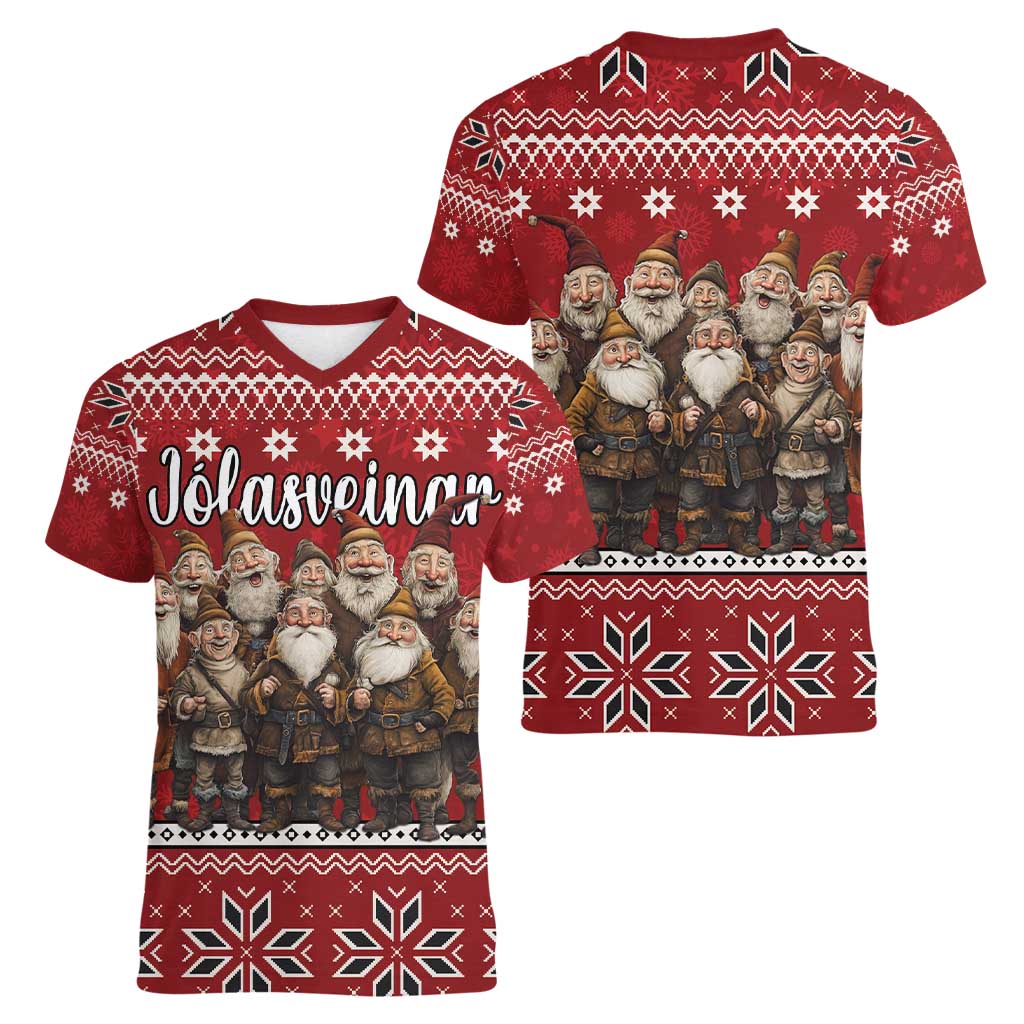 Yule Lads Iceland Women V-Neck T-Shirt Icelandic Christmas folklore - Wonder Print Shop