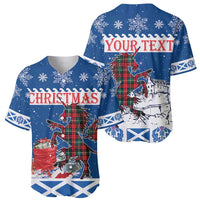 Personalized Scotland Christmas Baseball Jersey Tartan Unicorn with Edinburgh Castle - Wonder Print Shop