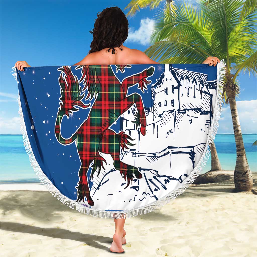 Personalized Scotland Christmas Beach Blanket Tartan Unicorn with Edinburgh Castle - Wonder Print Shop