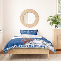 Personalized Scotland Christmas Bedding Set Tartan Unicorn with Edinburgh Castle - Wonder Print Shop