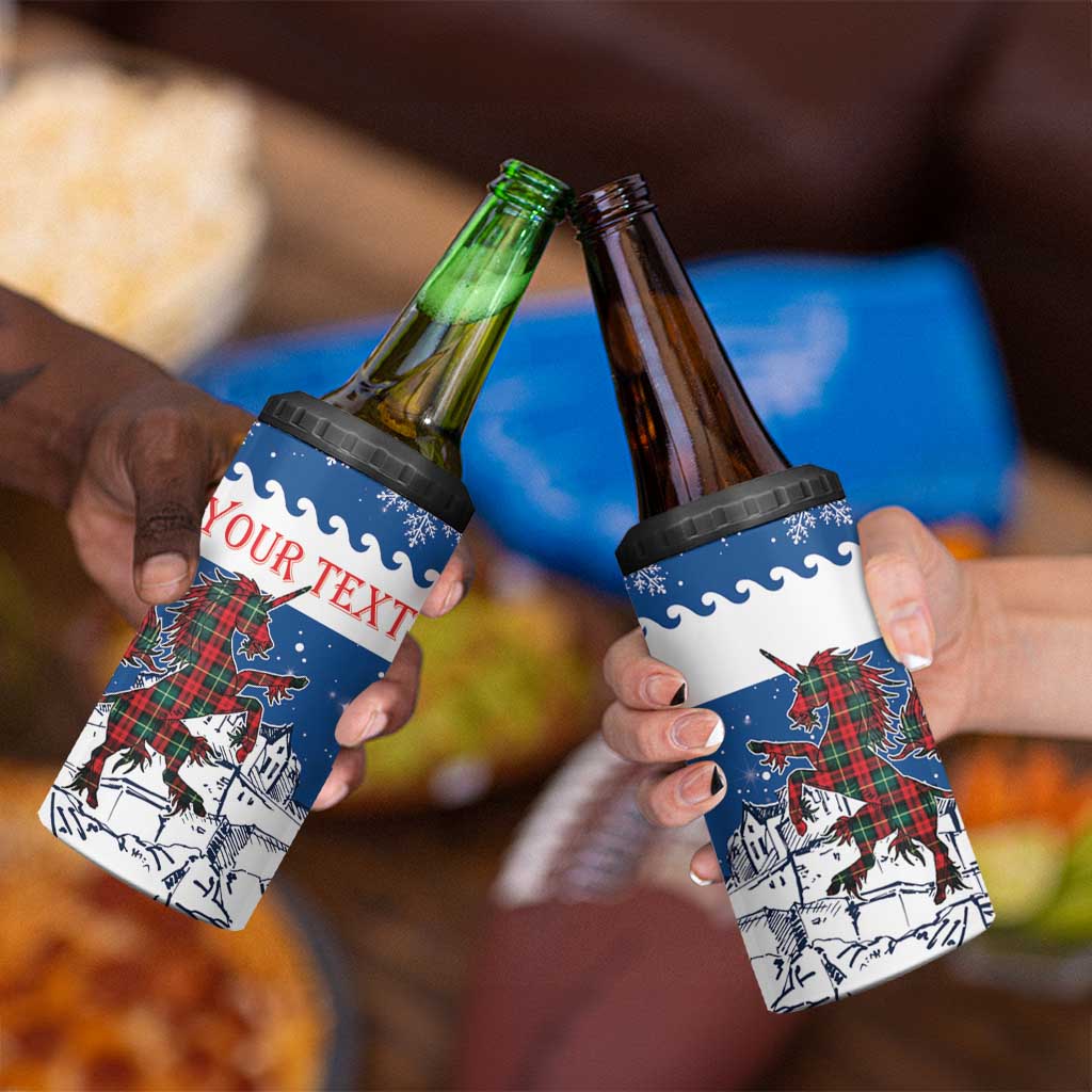 Personalized Scotland Christmas 4 in 1 Can Cooler Tumbler Tartan Unicorn with Edinburgh Castle - Wonder Print Shop