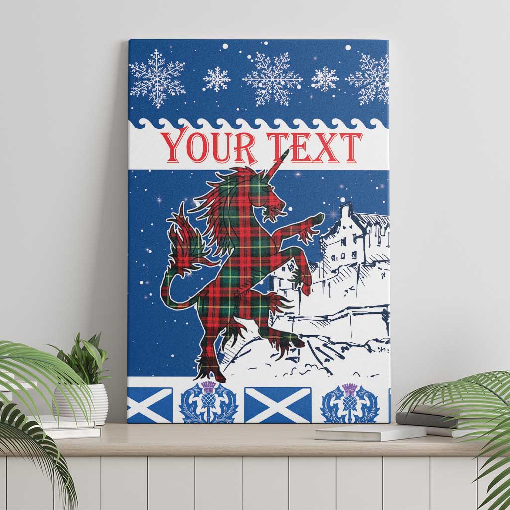 Personalized Scotland Christmas Canvas Wall Art Tartan Unicorn with Edinburgh Castle - Wonder Print Shop