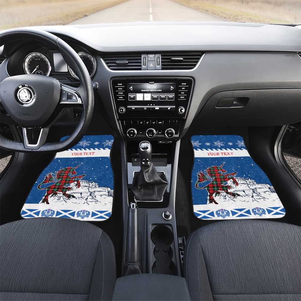 Personalized Scotland Christmas Car Mats Tartan Unicorn with Edinburgh Castle - Wonder Print Shop
