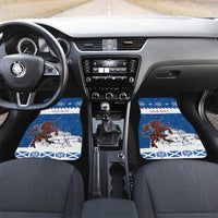 Personalized Scotland Christmas Car Mats Tartan Unicorn with Edinburgh Castle - Wonder Print Shop
