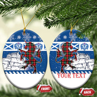 Personalized Scotland Christmas Ceramic Ornament Tartan Unicorn with Edinburgh Castle - Wonder Print Shop