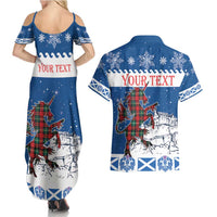 Personalized Scotland Christmas Couples Matching Summer Maxi Dress and Hawaiian Shirt Tartan Unicorn with Edinburgh Castle - Wonder Print Shop