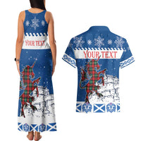 Personalized Scotland Christmas Couples Matching Tank Maxi Dress and Hawaiian Shirt Tartan Unicorn with Edinburgh Castle - Wonder Print Shop