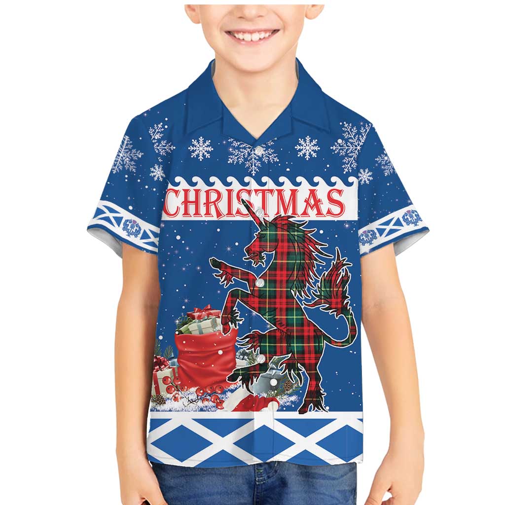 Personalized Scotland Christmas Family Matching Mermaid Dress and Hawaiian Shirt Tartan Unicorn with Edinburgh Castle - Wonder Print Shop