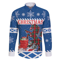 Personalized Scotland Christmas Family Matching Off The Shoulder Long Sleeve Dress and Hawaiian Shirt Tartan Unicorn with Edinburgh Castle - Wonder Print Shop