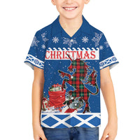 Personalized Scotland Christmas Family Matching Off The Shoulder Long Sleeve Dress and Hawaiian Shirt Tartan Unicorn with Edinburgh Castle - Wonder Print Shop