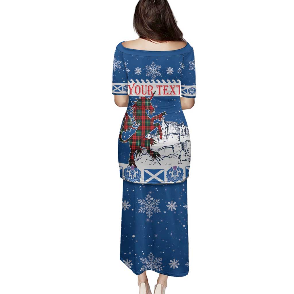 Personalized Scotland Christmas Family Matching Puletasi and Hawaiian Shirt Tartan Unicorn with Edinburgh Castle - Wonder Print Shop