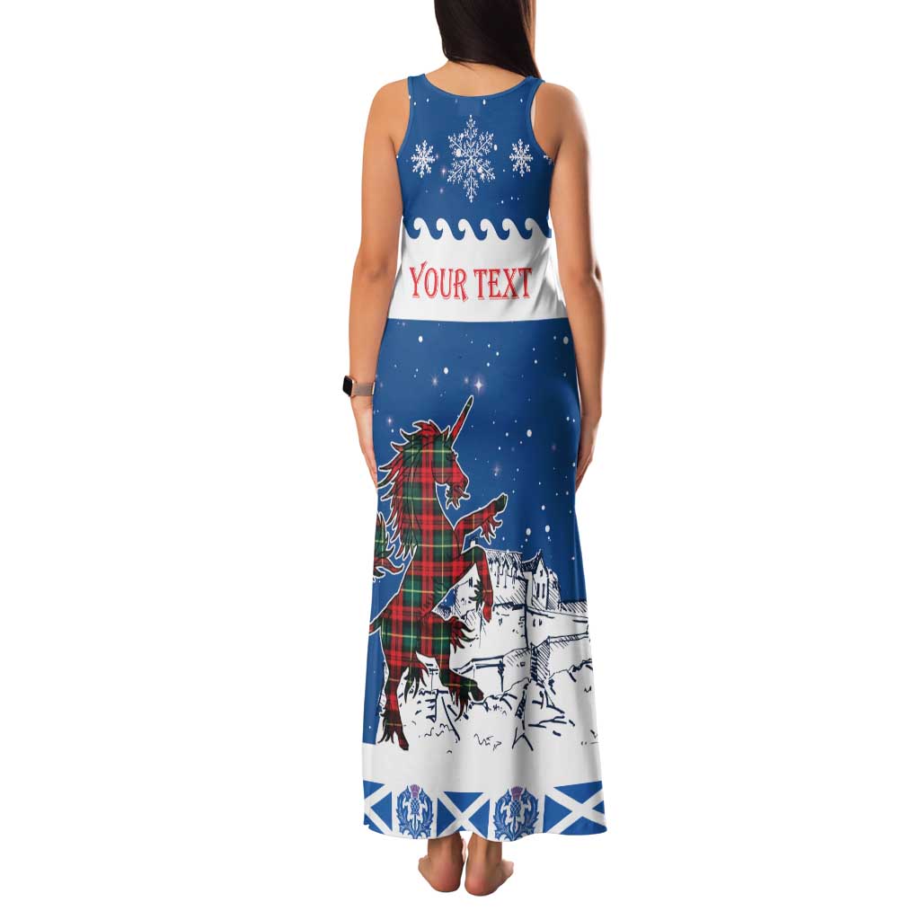 Personalized Scotland Christmas Family Matching Tank Maxi Dress and Hawaiian Shirt Tartan Unicorn with Edinburgh Castle - Wonder Print Shop