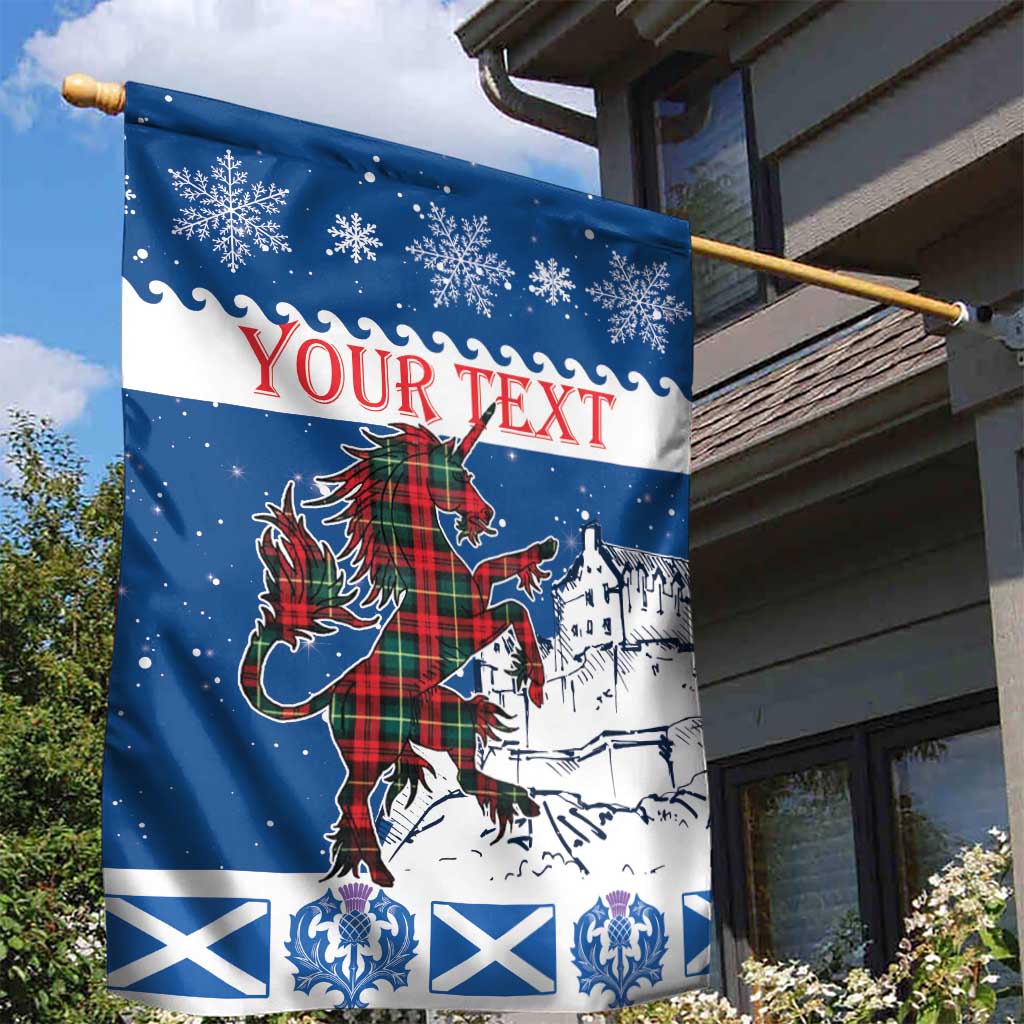 Personalized Scotland Christmas Garden Flag Tartan Unicorn with Edinburgh Castle - Wonder Print Shop