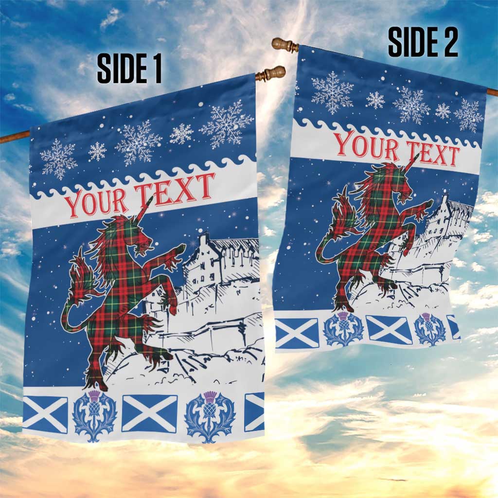 Personalized Scotland Christmas Garden Flag Tartan Unicorn with Edinburgh Castle - Wonder Print Shop