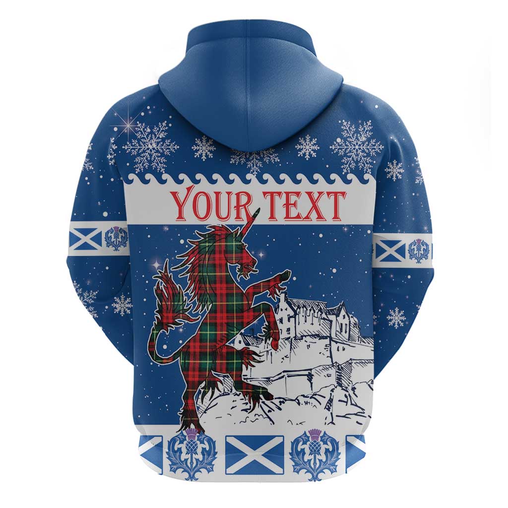 Personalized Scotland Christmas Hoodie Tartan Unicorn with Edinburgh Castle - Wonder Print Shop