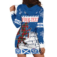 Personalized Scotland Christmas Hoodie Dress Tartan Unicorn with Edinburgh Castle - Wonder Print Shop