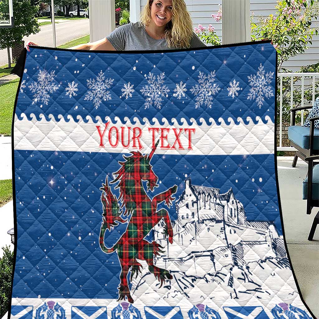 Personalized Scotland Christmas Quilt Tartan Unicorn with Edinburgh Castle - Wonder Print Shop